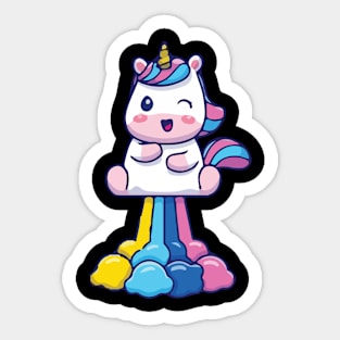 cat unicorn funny so cute face mask Sticker